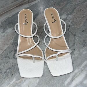 White square toe heels